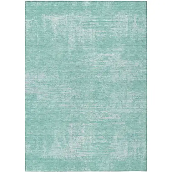 Turquoise And Teal Blue Abstract Washable Indoor Outdoor Area Rug Photo 2