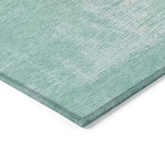 Turquoise And Teal Blue Abstract Washable Indoor Outdoor Area Rug Photo 5