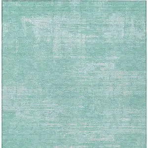 Photo of Turquoise And Teal Blue Abstract Washable Indoor Outdoor Area Rug