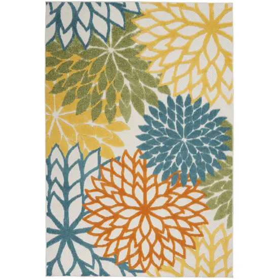 Turquoise Floral Non Skid Indoor Outdoor Area Rug Photo 2