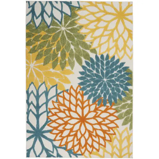 Turquoise Floral Non Skid Indoor Outdoor Area Rug Photo 1