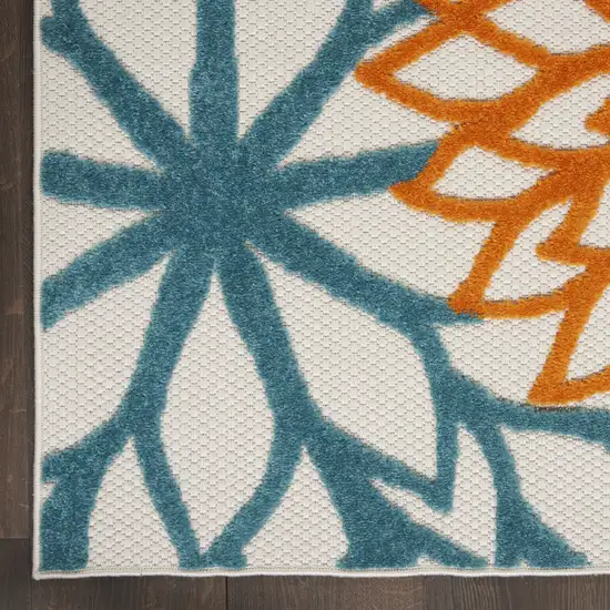 Turquoise Floral Non Skid Indoor Outdoor Area Rug Photo 6