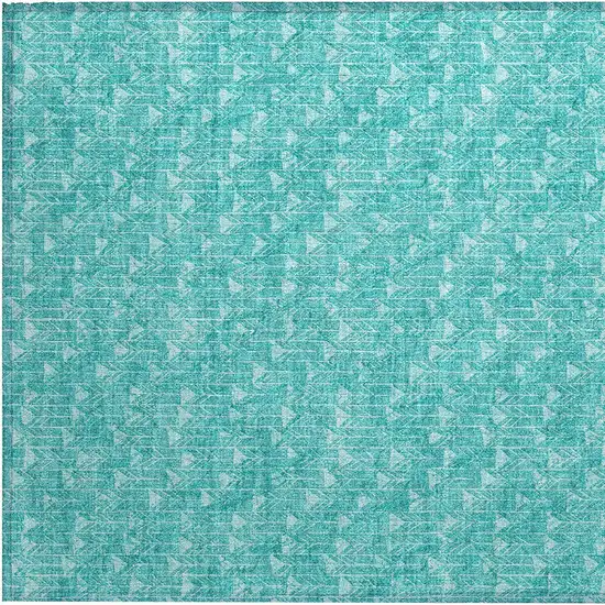 Turquoise Geometric Washable Non Skid Indoor Outdoor Area Rug Photo 6