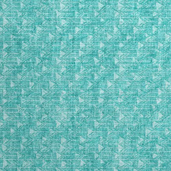 Turquoise Geometric Washable Non Skid Indoor Outdoor Area Rug Photo 5