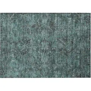 Photo of Turquoise Oriental Washable Non Skid Indoor Outdoor Area Rug