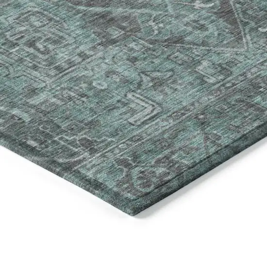 Turquoise Oriental Washable Non Skid Indoor Outdoor Area Rug Photo 7