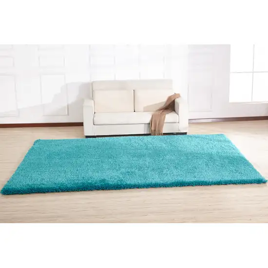 Turquoise Shag Hand Tufted Area Rug Photo 6