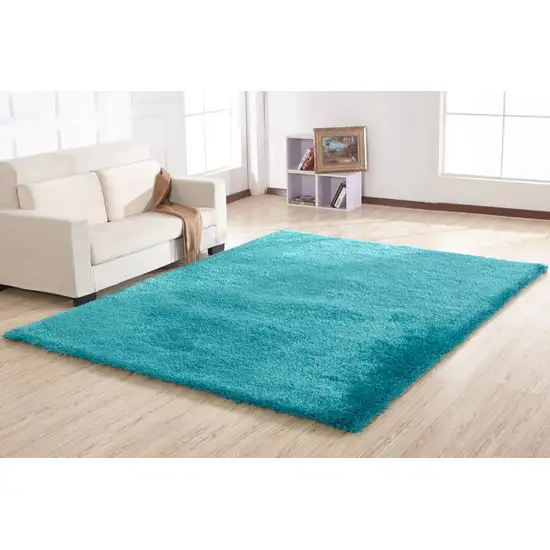 Turquoise Shag Hand Tufted Area Rug Photo 7