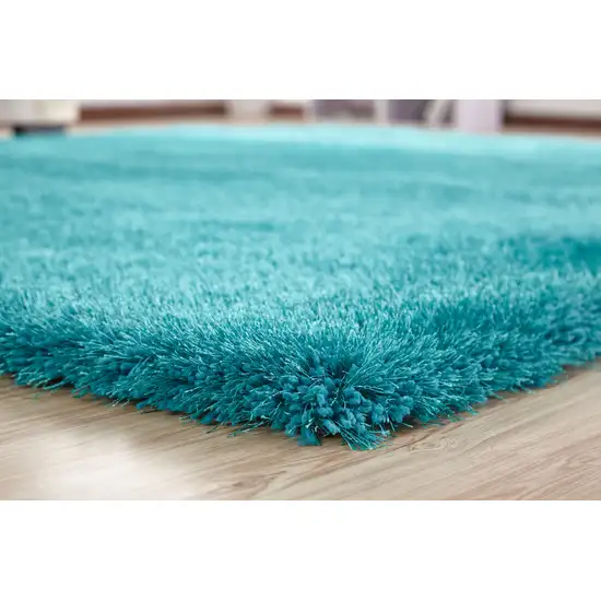 Turquoise Shag Hand Tufted Area Rug Photo 5