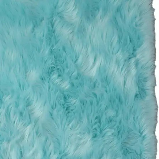 Turquoise Faux Sheepskin Shag Washable Area Rug Photo 4