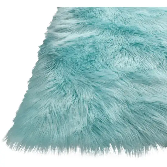 Turquoise Sheepskin Washable Area Rug With Fringe Photo 3