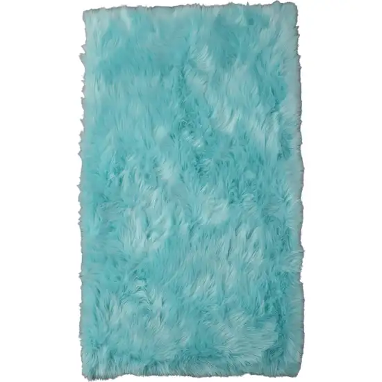 Turquoise Faux Sheepskin Shag Washable Area Rug Photo 1