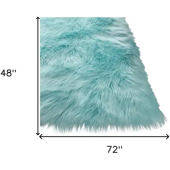 Turquoise Sheepskin Washable Area Rug With Fringe Photo 8