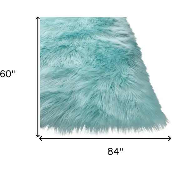 Turquoise Sheepskin Washable Area Rug Photo 8