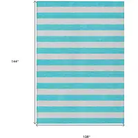 Photo of Turquoise Striped Washable Non Skid Indoor Outdoor Area Rug