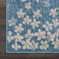 Photo of Turquoise and Cream Botanical Leaves Area Rug