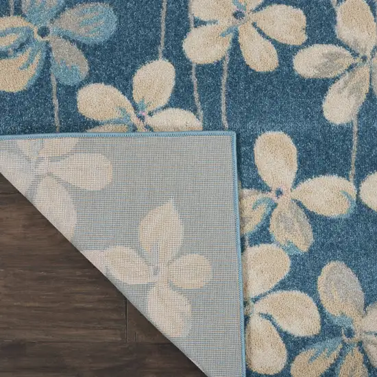 Turquoise and Cream Floral Area Rug Photo 5