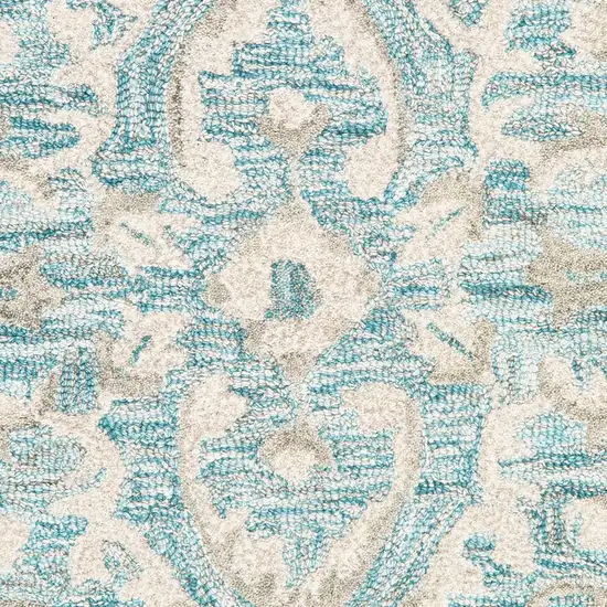 Turquoise and Cream Medallion Area Rug Photo 2