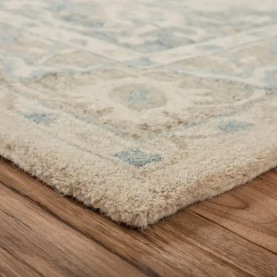 Turquoise and Cream Medallion Area Rug Photo 9