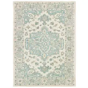 Photo of Turquoise and Cream Medallion Area Rug