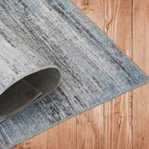 Photo of Turquoise and Gray Abstract Stain Resistant Area Rug