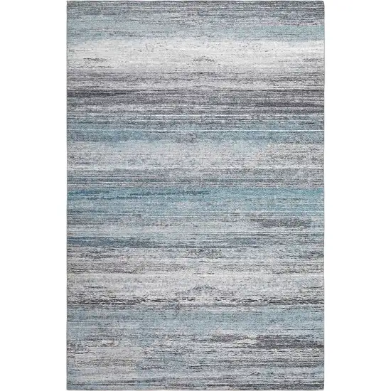 Turquoise and Gray Abstract Stain Resistant Area Rug Photo 8