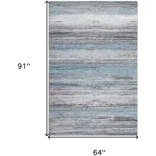 Turquoise and Gray Abstract Stain Resistant Area Rug Photo 4