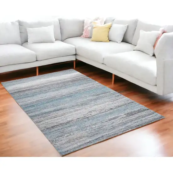 Turquoise and Gray Abstract Stain Resistant Area Rug Photo 1