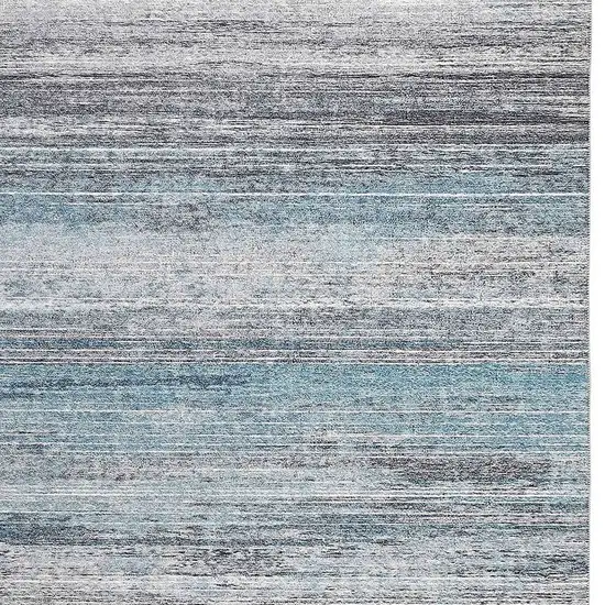 Turquoise and Gray Abstract Stain Resistant Area Rug Photo 4