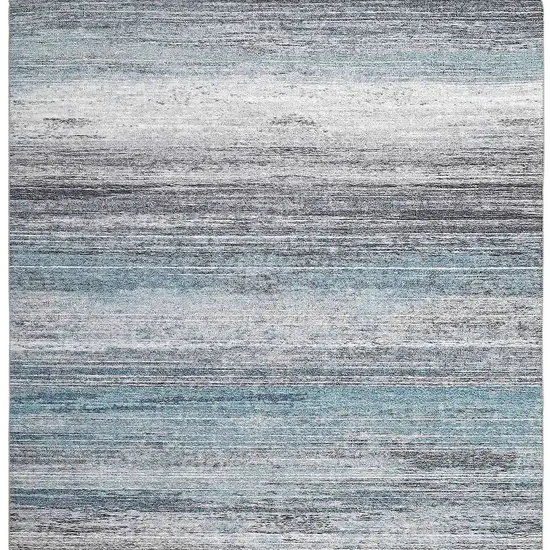 Turquoise and Gray Abstract Stain Resistant Area Rug Photo 5