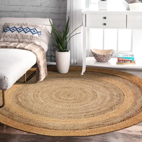 Two Toned Natural Jute Area Rug Photo 7