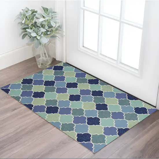 Blue Quatrefoil Hand Tufted Area Rug Photo 1