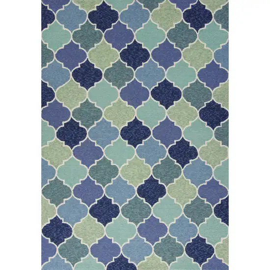 Blue Quatrefoil Hand Tufted Area Rug Photo 2