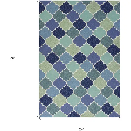 Blue Quatrefoil Hand Tufted Area Rug Photo 3