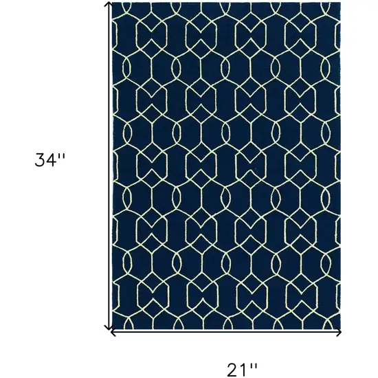 Navy Blue Hand Hooked Area Rug Photo 3