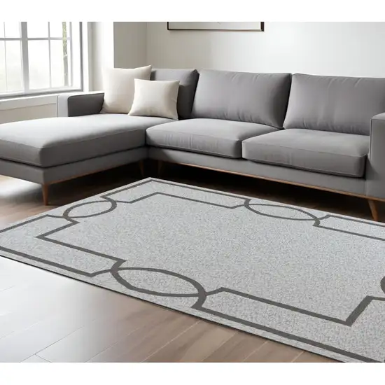 Ivory and Gray Hand Hooked Area Rug Photo 1