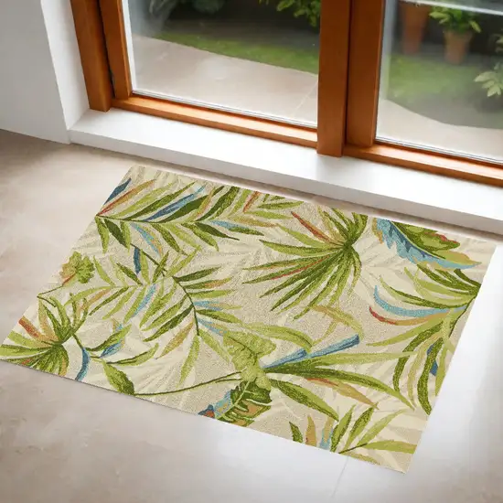 Sand Botanical Leaves Hand Tufted Area Rug Photo 1