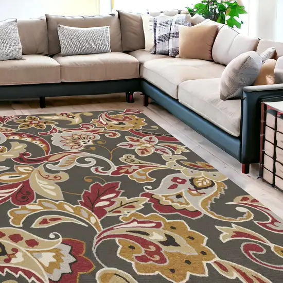 Uv Treated Polypropylene Taupe Area Rug Photo 1