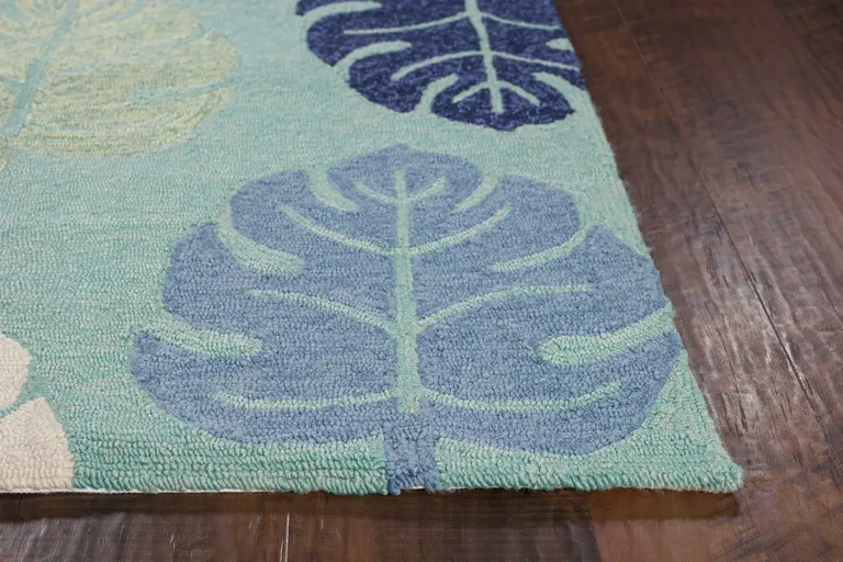 UV treated Polypropylene Turquoise Accent Rug Photo 5