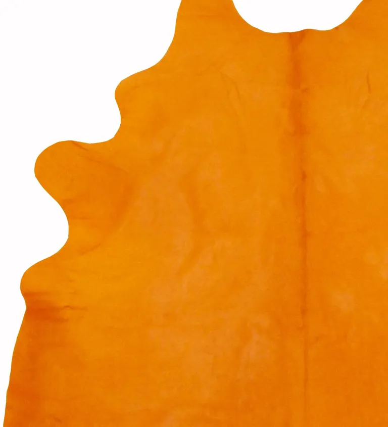 Vibrant Orange Stenciled Cowhide Rug Photo 3