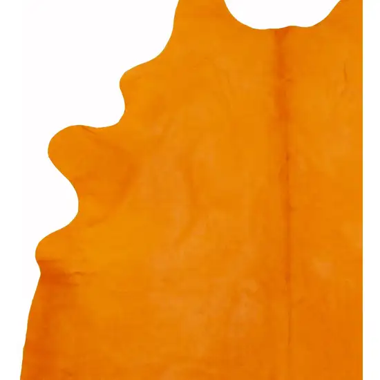 Vibrant Orange Stenciled Cowhide Rug Photo 3