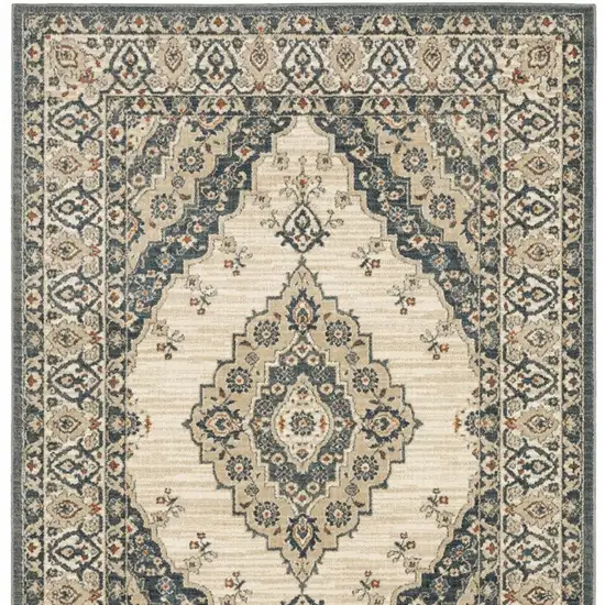 Vintage Beige and Blue Indoor Area Rug Photo 5