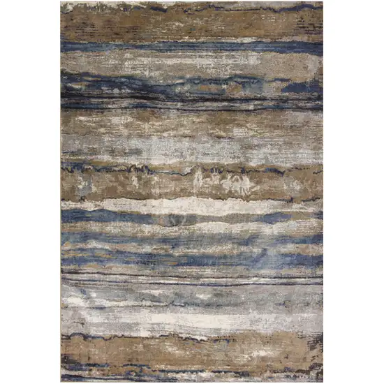 Viscose Ivory Or Blue Accent Rug Photo 2