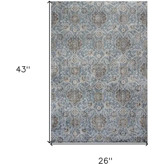 Slate Blue Damask Area Rug Photo 8