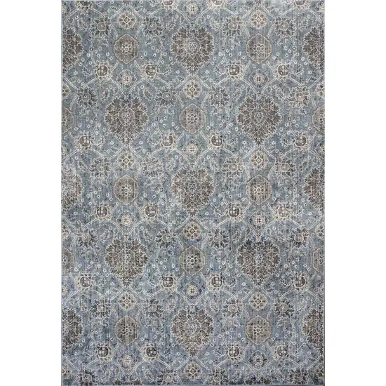 Viscose Ivory or Blue Accent Rug Photo 1