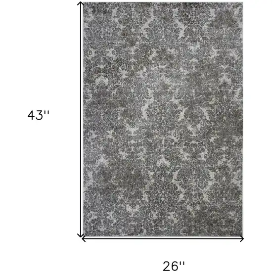 Ivory Damask Area Rug Photo 5