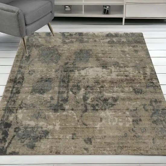 Viscose Sand Or  Blue Area Rug Photo 1