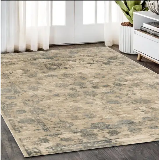 Viscose Sand Or  Blue Area Rug Photo 1