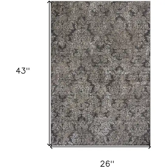 Taupe/Sand Damask Area Rug Photo 4