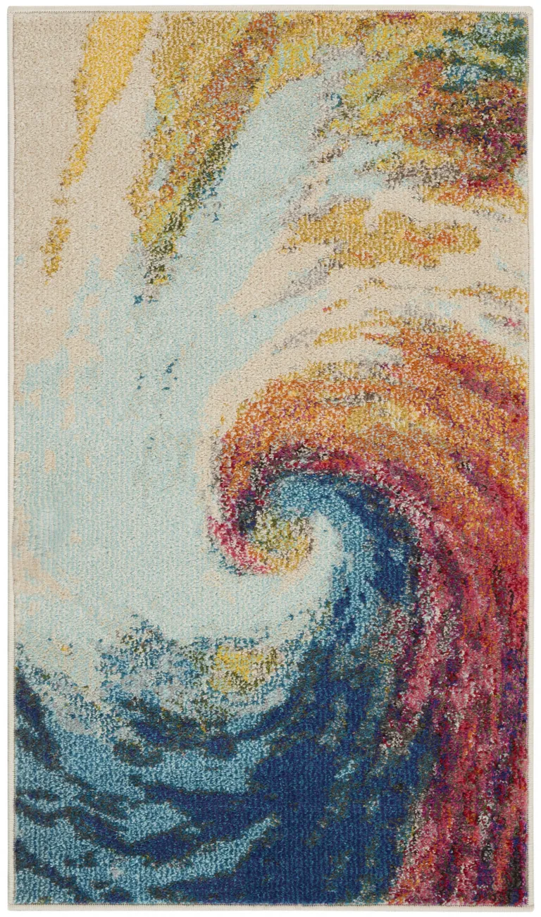 Wave Abstract Power Loom Non Skid Area Rug Photo 1